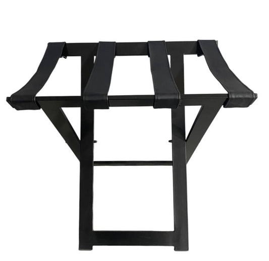 JVD folding luggage rack black metal with straps