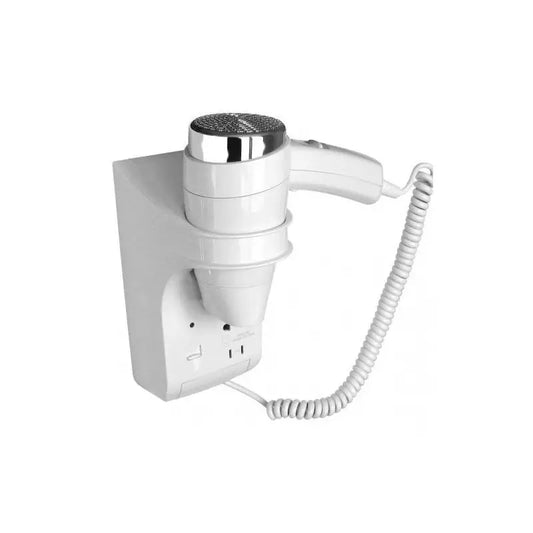 Wall-mounted hair dryer with socket JVD OCEANIS 1600W white