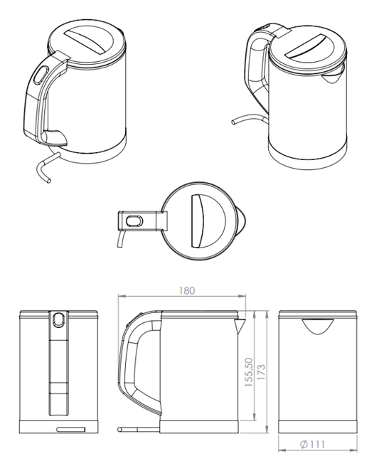 Electric kettle JVD Envoye 600 ml black