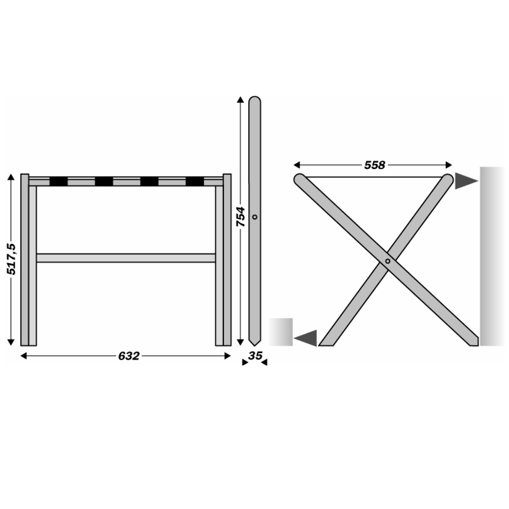 JVD luggage rack made of mahogany, foldable, up to 220 kg