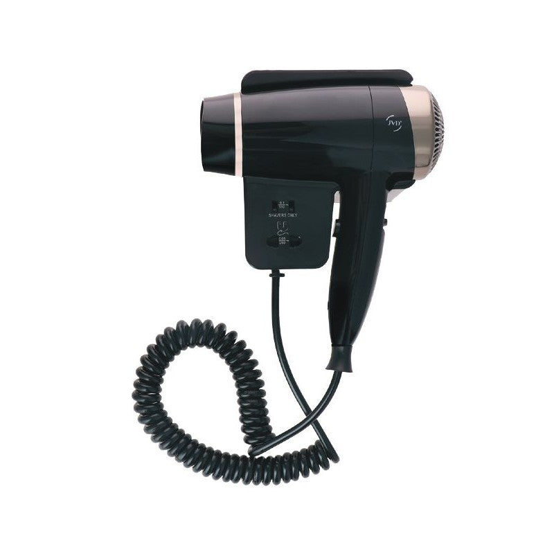 Wall-mounted hair dryer JVD Keos 1600 W with shaver socket 115/230 W, black